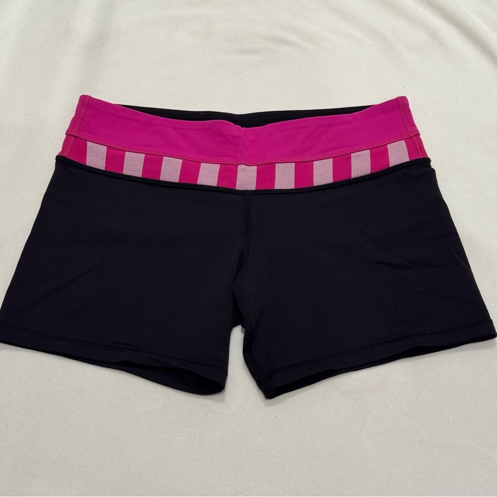 Lululemon Reversible Mini Shorts – Black with Pink Waistband